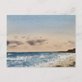 Beach Watercolor Painting Postcard