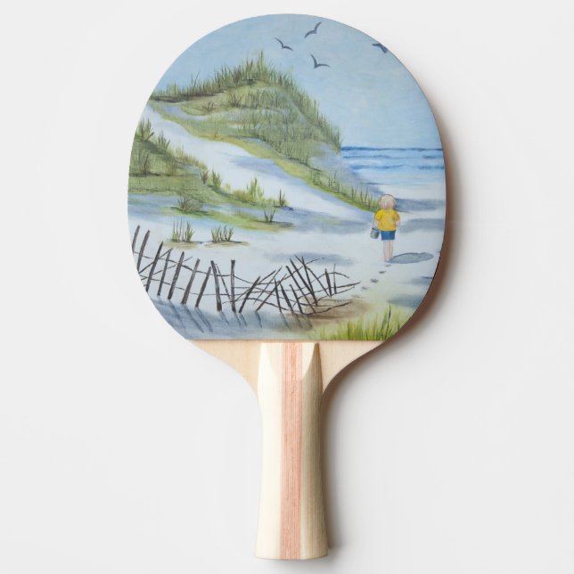 Beach watercolor ping pong paddle (Front)