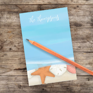 Beach Watercolor Shells Whimsical Coastal Blue Post-it Notes