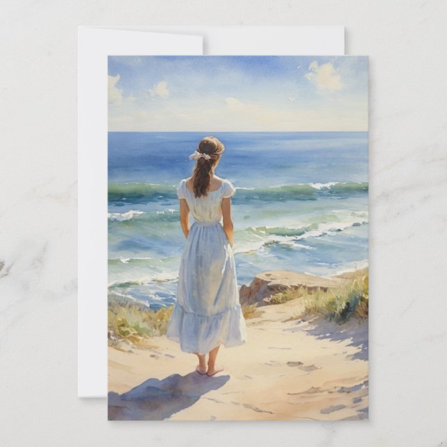 Beach Watercolor Study C Holiday Card (Front)