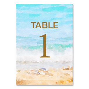 Beach Watercolor Table Number