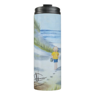 Beach watercolor thermal tumbler