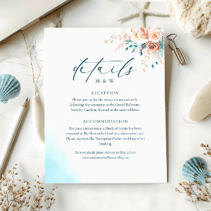 Beach Watercolor Wedding Enclosure Card