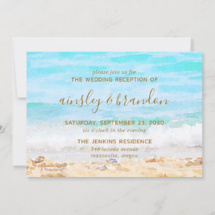 Beach Watercolor Wedding Reception Invitation