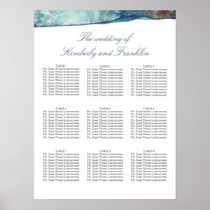 Beach Watercolors Wedding Seating Chart