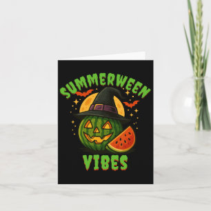 Beach Watermelon Summerween Vibes Witch Halloween Card