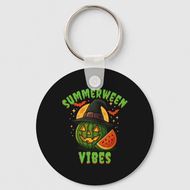 Beach Watermelon Summerween Vibes Witch Halloween  Key Ring (Front)
