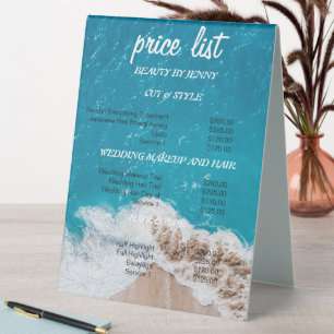 Beach Wave Beauty Salon Price List Display