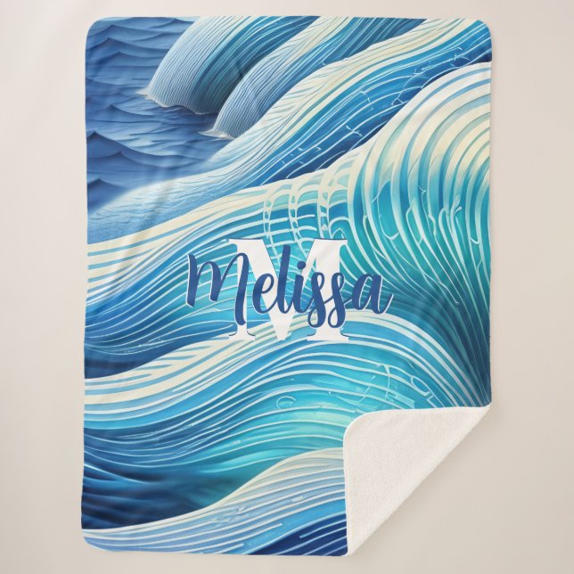 Beach Wave Sherpa Blanket (Front)