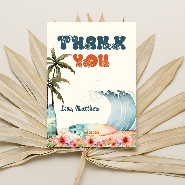 Beach Wave Surf Birthday Party Thank You (Creator Uploaded)