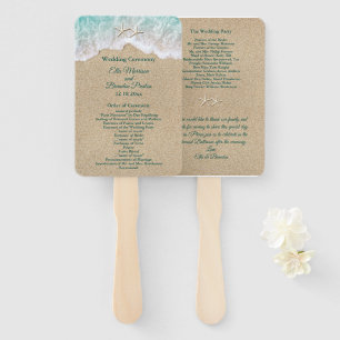 Beach Waves and Starfish Wedding Program Fan