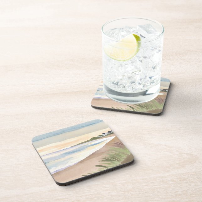 Beach Waves | Coastal Ocean Watercolor Coaster (Right Side)