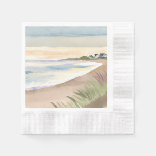 Beach Waves Coastal Ocean Watercolor Napkin