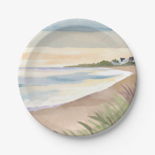 Beach Waves   Coastal Ocean Watercolor Paper Plate