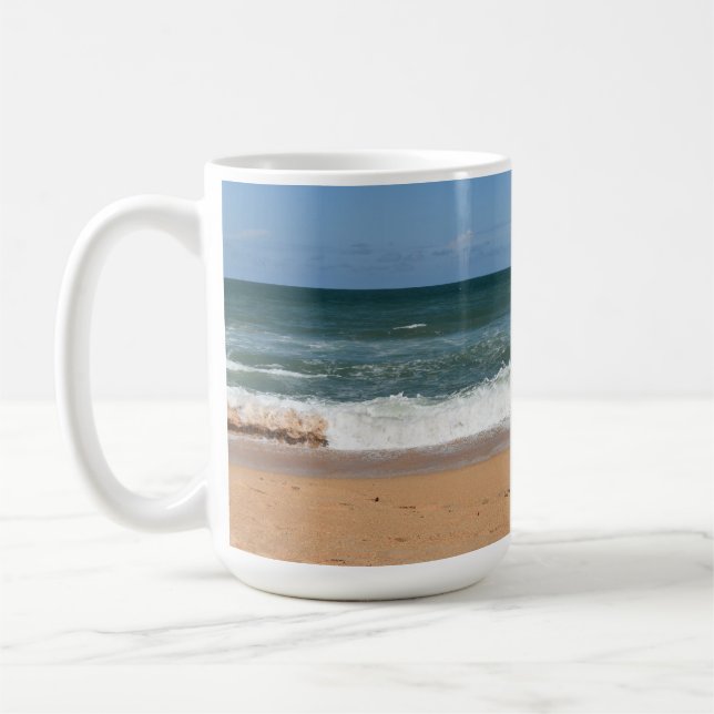 Beach Waves Crashing On Shoreline Seascape Coffee Mug (Left)