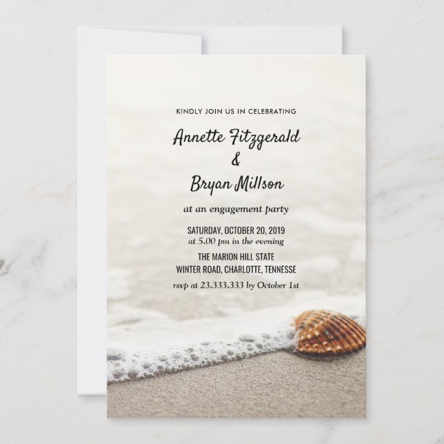 Beach Waves Engagement Party Invitation (Front)