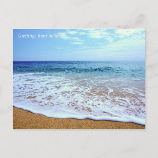 Beach waves holiday postcard