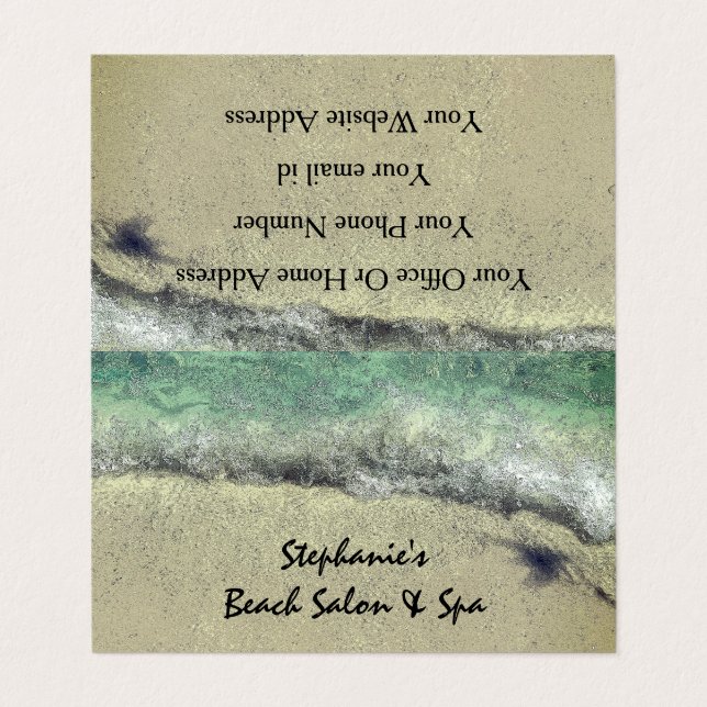 Beach Waves Ocean Artistic Coastal Salon Spa Business Card (Outside Unfolded)