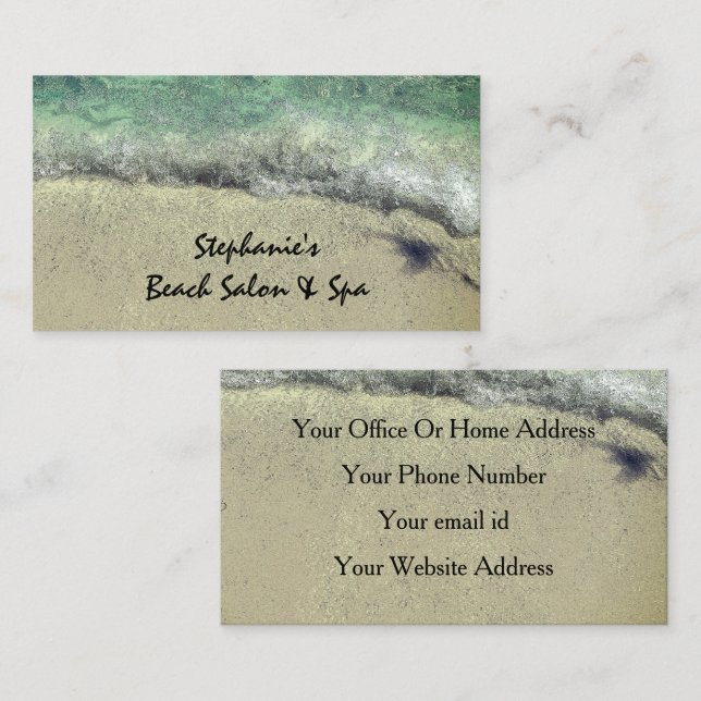 Beach Waves Ocean Artistic Elegant Salon Spa Business Card (Front/Back)