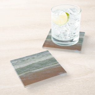 Beach Waves Sand Ocean Tropical Nature Photograph Glass Coaster