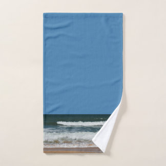 Beach Waves Sand Seashore Ocean Seascape Blue Sky Hand Towel