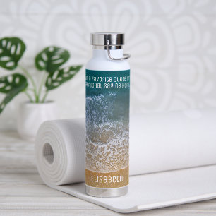 Beach Waves Sand Shore Personalise Water Bottle