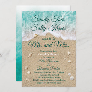 Beach Waves Sandy Toes Couple's Shower Invitation