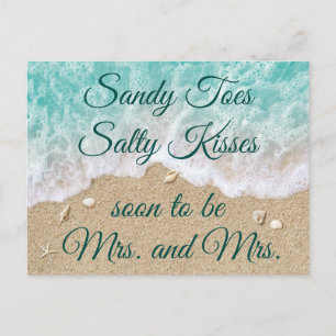 Beach Waves Sandy Toes Salty Kisses Mrs & Mrs Announcement Postcard
