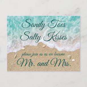 Beach Waves Sandy Toes Salty Kisses RSVP Postcard