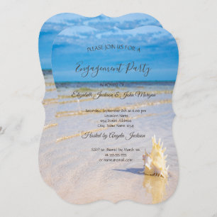 Beach Waves Seashell Engagement  Invitation