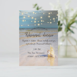Beach Waves Seashell Rehearsal Dinner Invitation