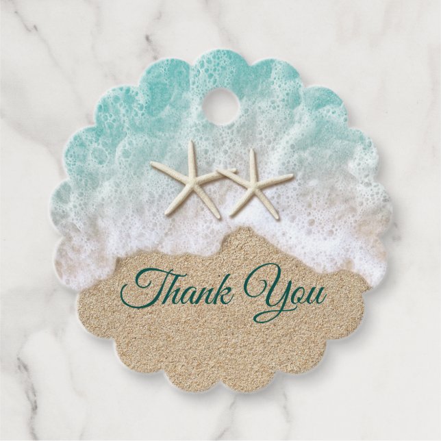 Beach Waves & Starfish Favour Tags (Front)