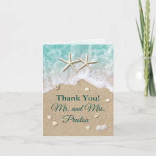 Beach Waves & Starfish Photo Thank You Card
