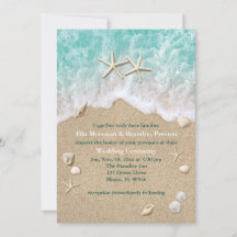 Beach Waves & Starfish Wedding Invitation