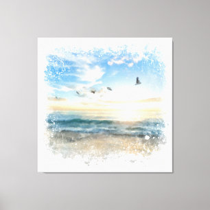 *~* Beach Waves Sunset Sunrise AR7 Canvas Print