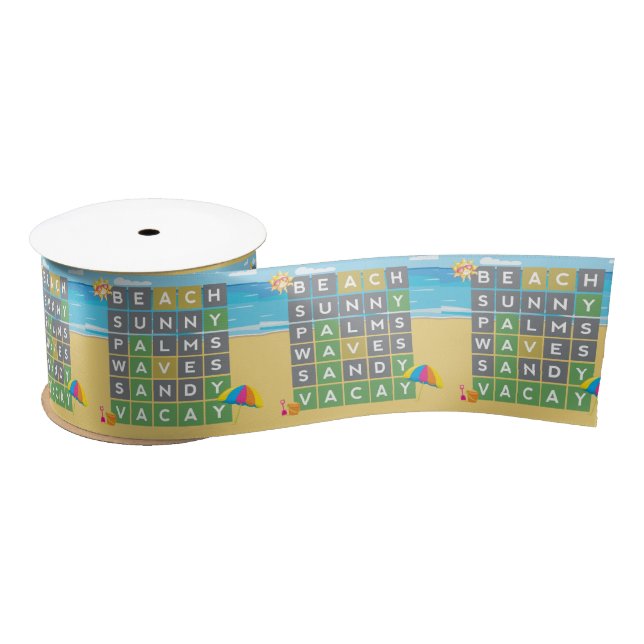 Beach Waves Vacation Word Puzzle    Satin Ribbon (Spool)