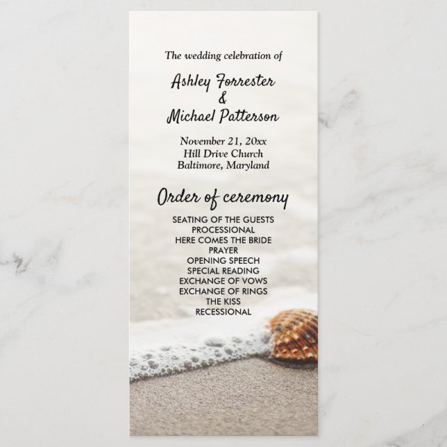 Beach Waves Wedding Program (Front)