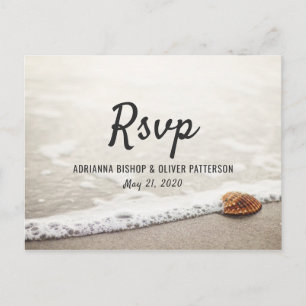 Beach Waves Wedding RSVP Invitation Postcard