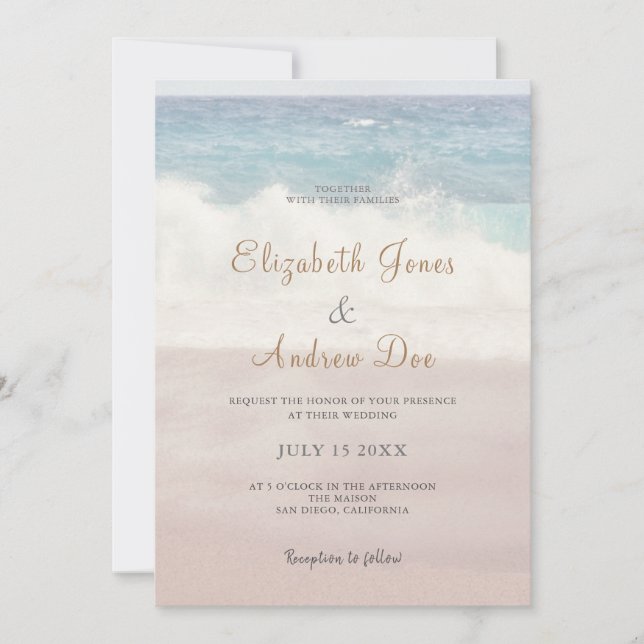 Beach Waves Wedding /Seaside Ocean Wedding Invitation (Front)
