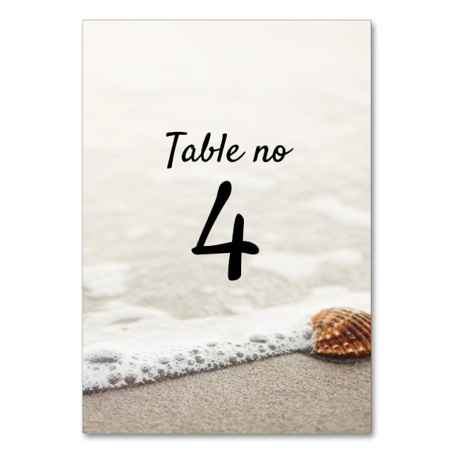 Beach Waves Wedding Table Number (Front)