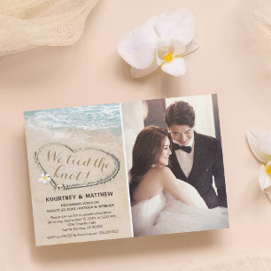 Beach We Eloped We tied the Knot Photo Invitation