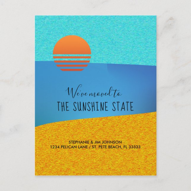 Beach We Moved to the Sunshine State New Address Announcement Postcard (Front)