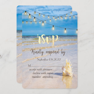  Beach Weaves String Lights Seashell RSVP  Invitation