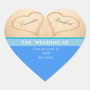 Beach Wedding 2 Hearts in the Sand  Wedding   Hear Heart Sticker