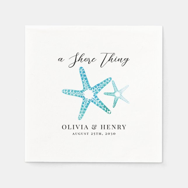 Beach Wedding "A Shore Thing" Starfish Napkin (Front)