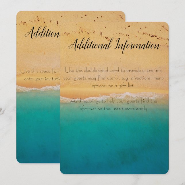 Beach Wedding Additional Info Card (Front/Back)