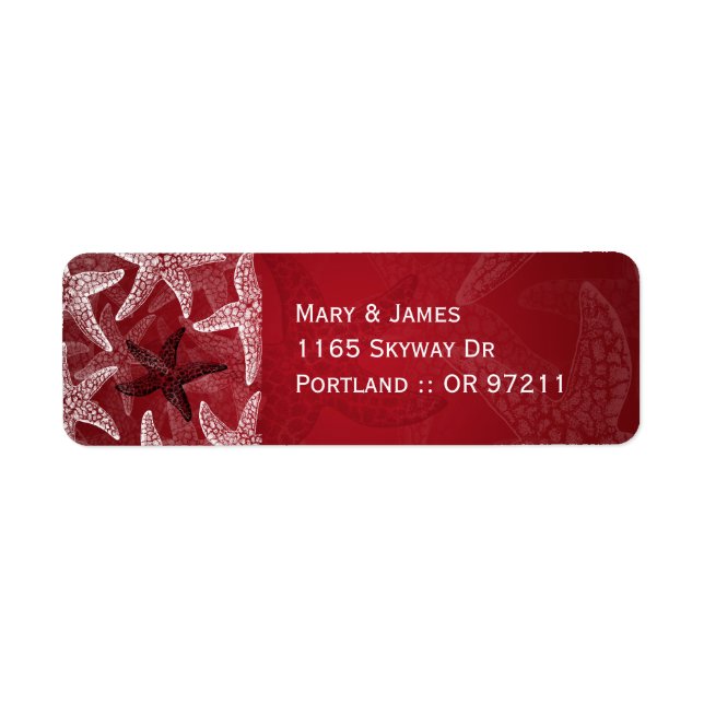 Beach Wedding  Address Starfish Red Return Address Label (Front)