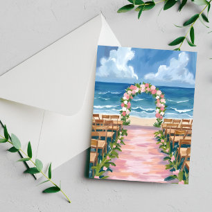 Beach Wedding Aisle Floral Watercolor Postcard