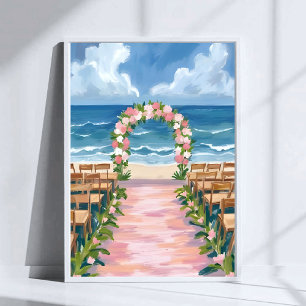 Beach Wedding Aisle Floral Watercolor Poster