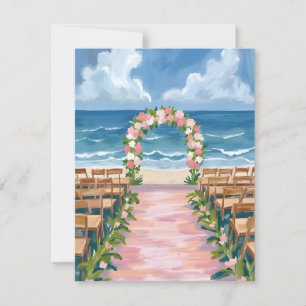 Beach Wedding Aisle Floral Watercolor Thank You Card